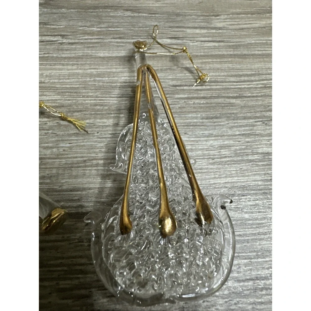 Christmas musical‎ instruments ornaments set Of three glass/gold